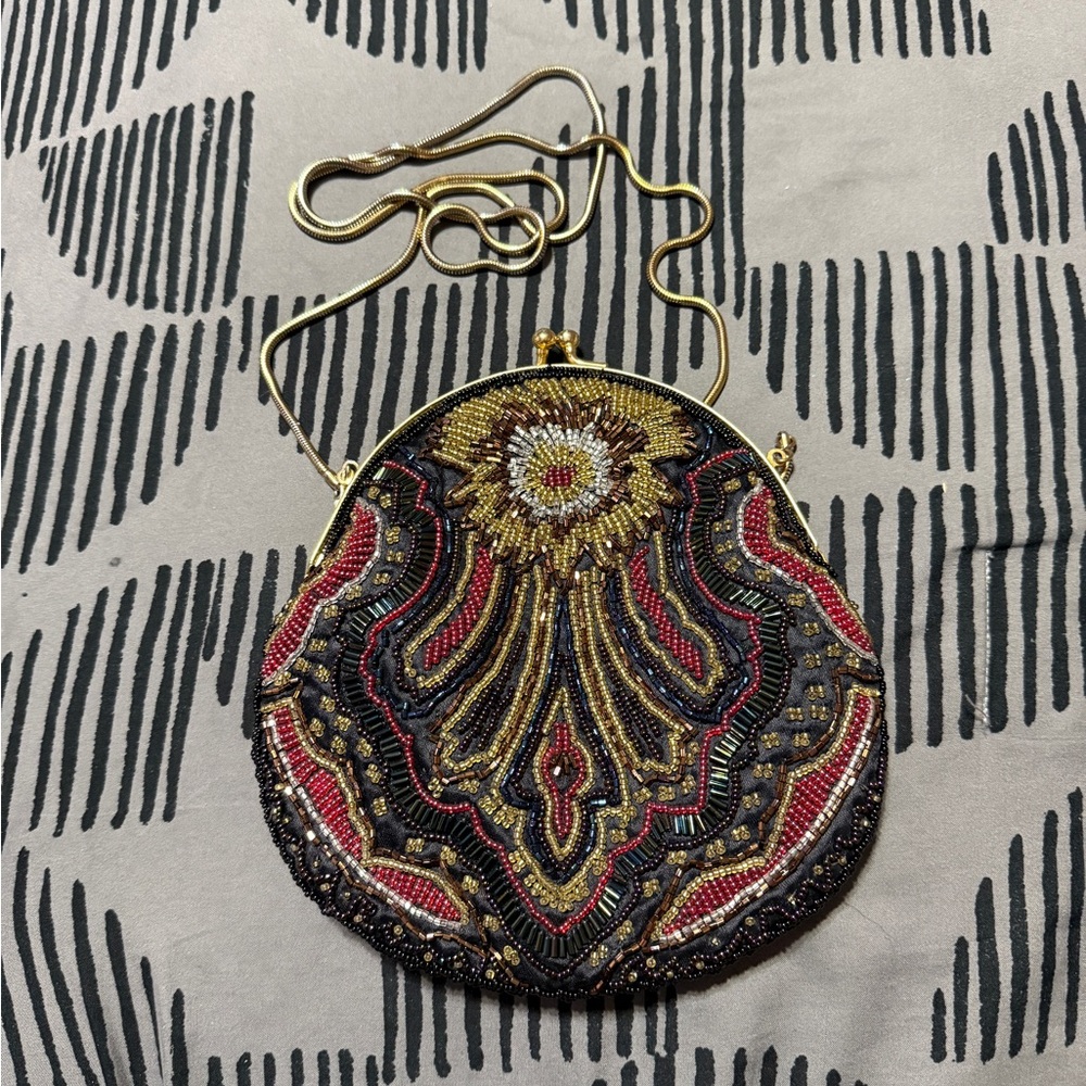 Vintage Beaded Evening Bag - Multicolor